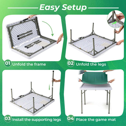 Costway 35" Folding Mahjong Table with Cup Holders & Smooth Felt Mat Carrying Handle Green