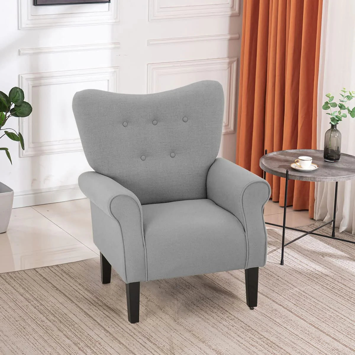 Richryce MidCentury Accent Chair with Arm ,High Back Armchair Beige,Beige