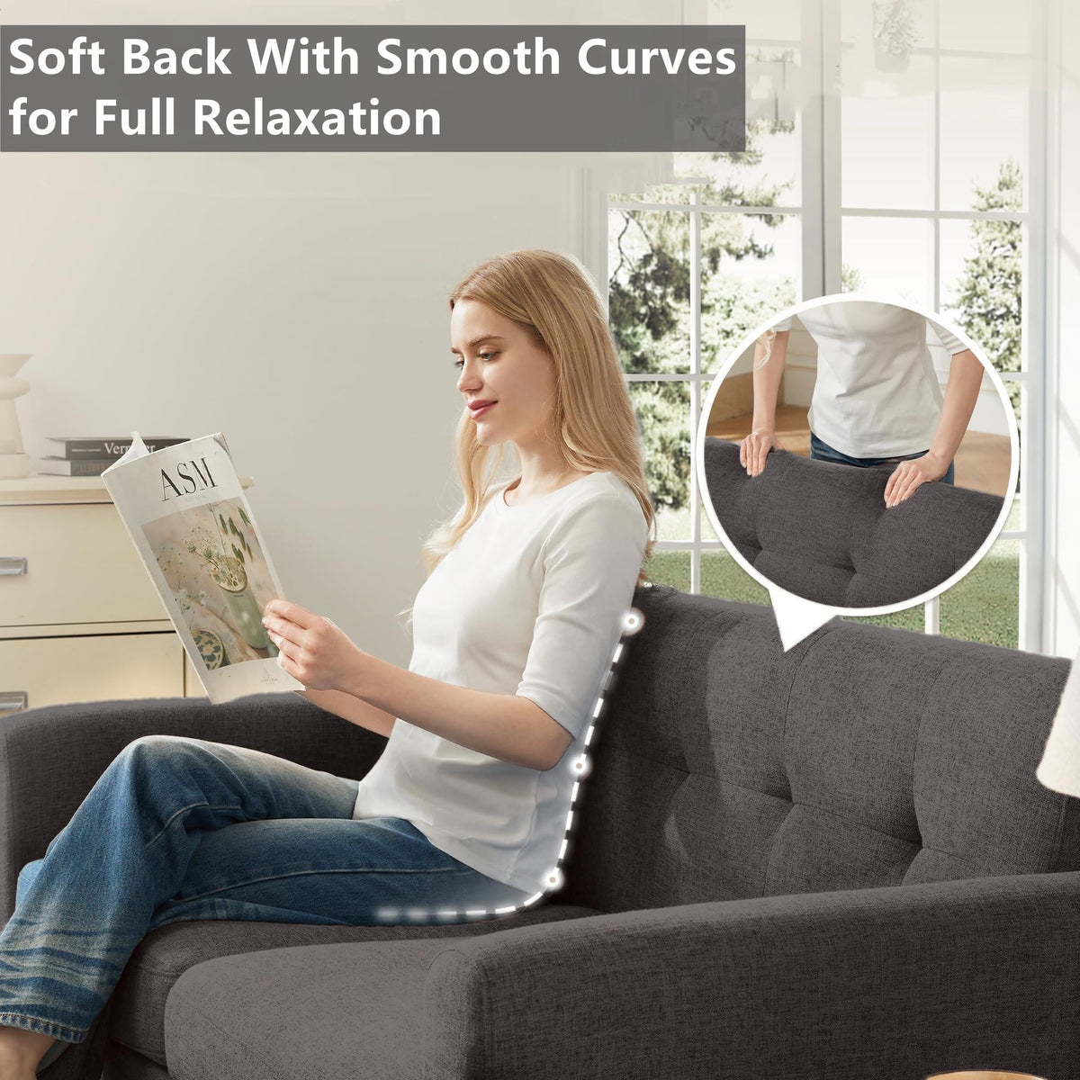 Aukfa 68" Small Sofa Couch Comfy Mid Century Modern Loveseat Sofa for Living Room Bedroom, Cream