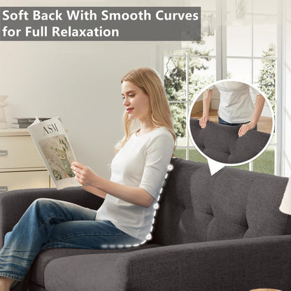 Aukfa 68" Small Sofa Couch Comfy Mid Century Modern Loveseat Sofa for Living Room Bedroom, Cream