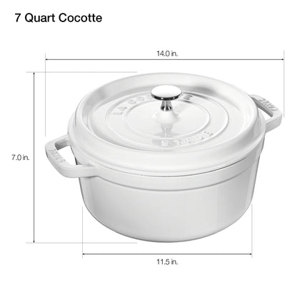 Staub Cast Iron 7-qt Round Cocotte - Grenadine