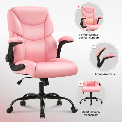 JONPONY Big and Tall Office Chair Wide Seat Ergonomic Computer Desk Chair High Back Executive Leather Chair Adjustable Task Chair Lumbar Back Support 8 Hours Heavy Duty Design,Black