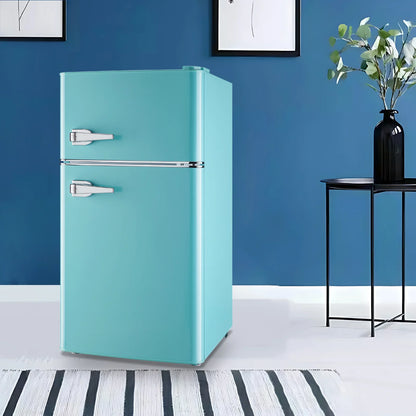 Tacool 3.5 Cu.ft Retro Mini Fridge with Freezer, 2 Door Small Refrigerator with 7 Adjustable Thermostat for Home, Blue