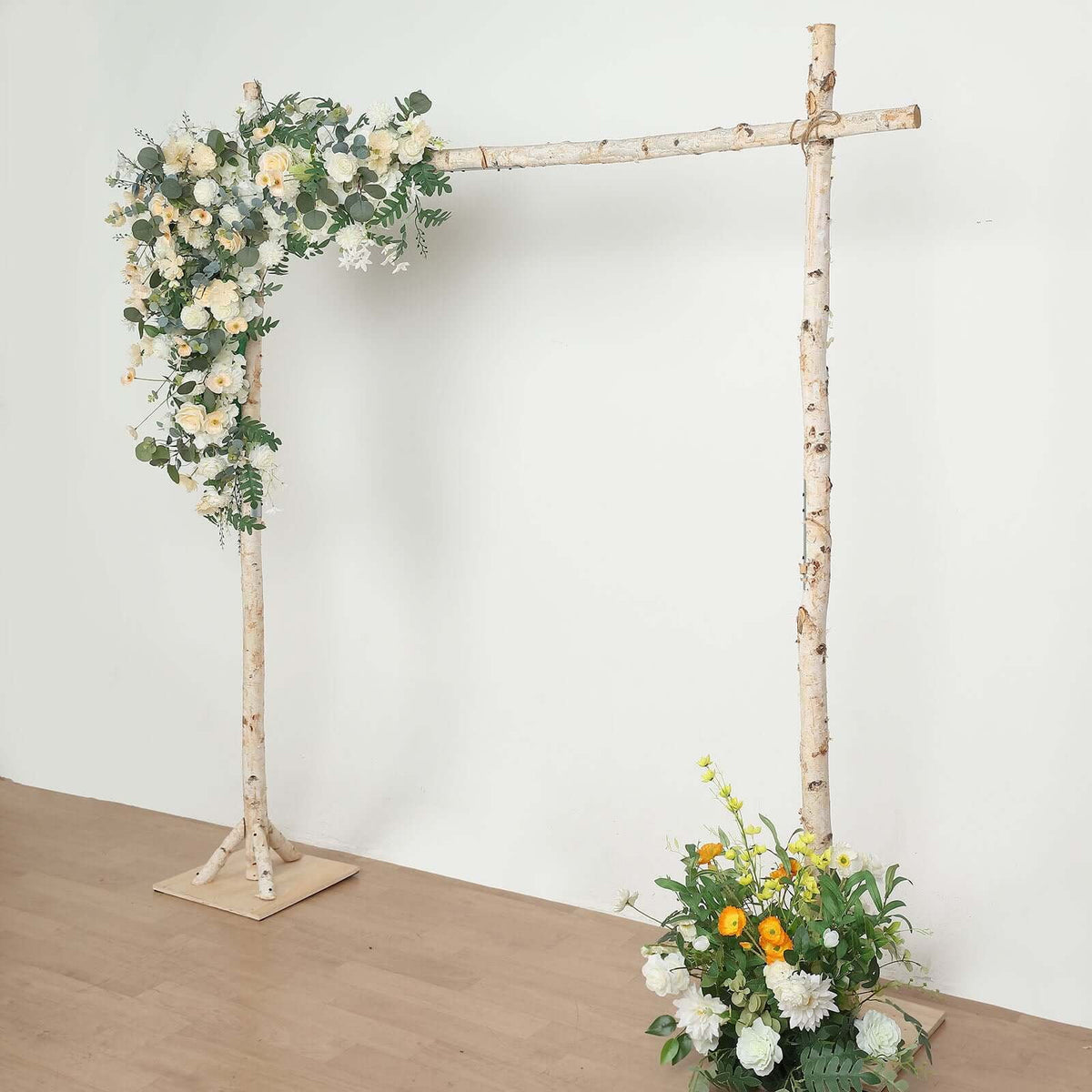Efavormart 7FT Rustic Square Wedding Arch Wooden Backdrop Stand, Wedding Ceremony Arch - Brown