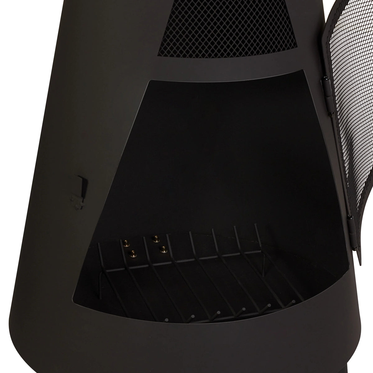 Mainstays 67 Tall Round Powder-Coated-Black Finish Steel Wood Burning Chiminea