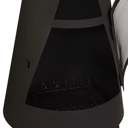 Mainstays 67 Tall Round Powder-Coated-Black Finish Steel Wood Burning Chiminea