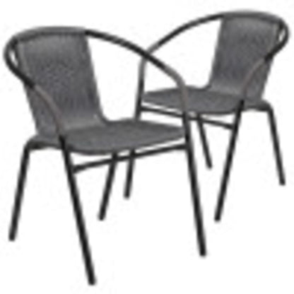 Flash Furniture Lila Indoor/Outdoor Stacking Rattan Patio Chairs, Set of 2, Beige