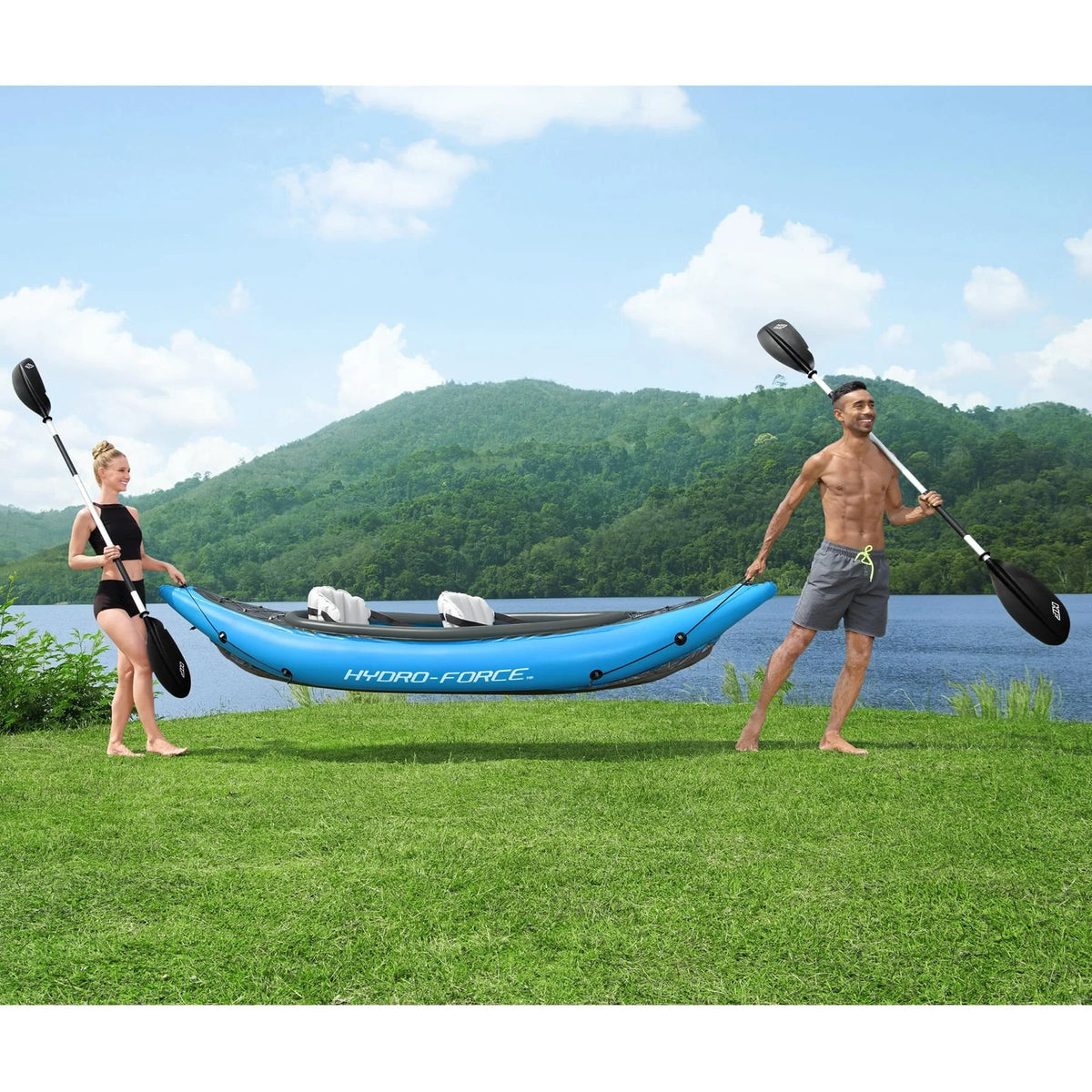 Hydro-Force Cove Champion X2 Inflatable Kayak - Two-Person Kayak Set (10 0 Long)