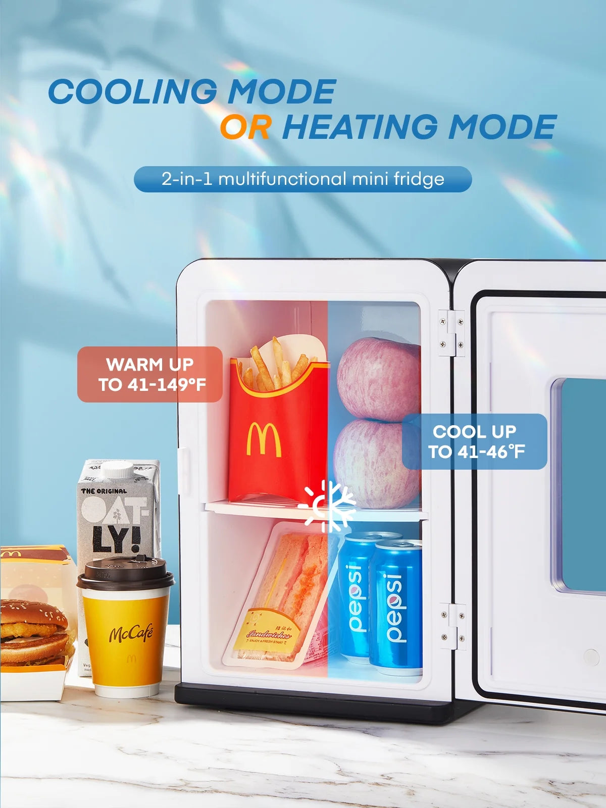 15L Mini Fridge, 21 Can Bedroom Refrigerator, Portable Cooler &Warmer, Beverage & Skincare, 110V/12V, Black