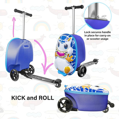 Kiddietotes Kid's Hard Shell Scooter Ride On Suitcase, Pink