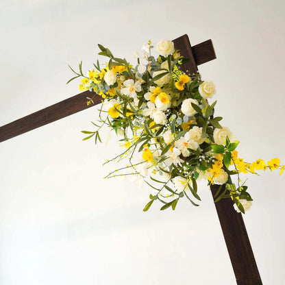 Efavormart 7FT Rustic Square Wedding Arch Wooden Backdrop Stand, Wedding Ceremony Arch - Brown