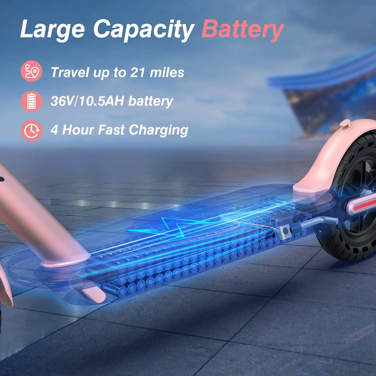 AOVOPRO WHITE ES80 350W 8.5' Foldable Electric Scooter for Adults and Child, 21 Miles Range