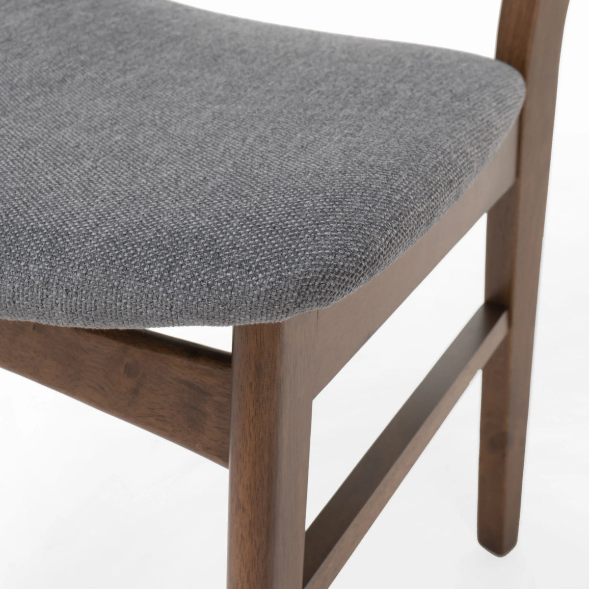 GDFSTUDIO Mid Century Modern Fabric Upholstered Rubberwood Dining Chairs, Set of 2, Dark Gray and Walnut