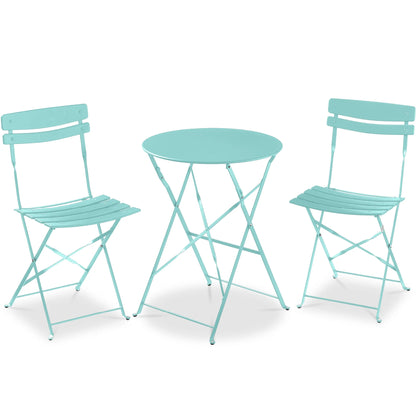 Best Choice Products 3-Piece Small Bistro Set, Folding Patio Furniture Set of 2 Chairs and Table - Black