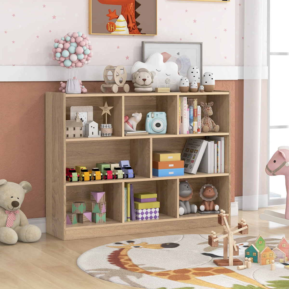 Costway 3-tier Open Bookcase 8-Cube Floor Standing Storage Shelves Display Cabinet White