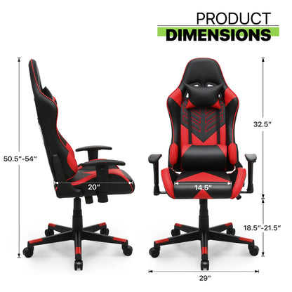 Magshion Ergonomic Gaming Chair, Comfortable Gaming Chair, Computer Chair Leather Desk Chair Adjustable Swivel Gaming Office Chair, Blue