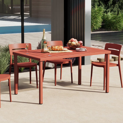 WestinTrends Playa 59" Iron Metal Outdoor Rectangular Patio Dining Table For 6, Olive Green