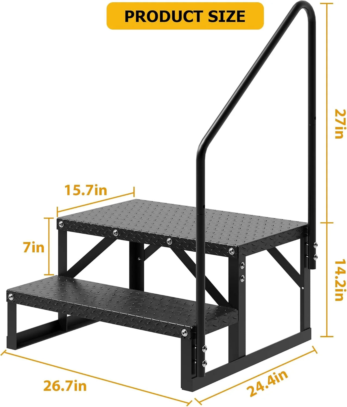 Garvee 3 Steps Anti-Slip RV Steps, 26.7 in x 47.9 in, Alloy Steel