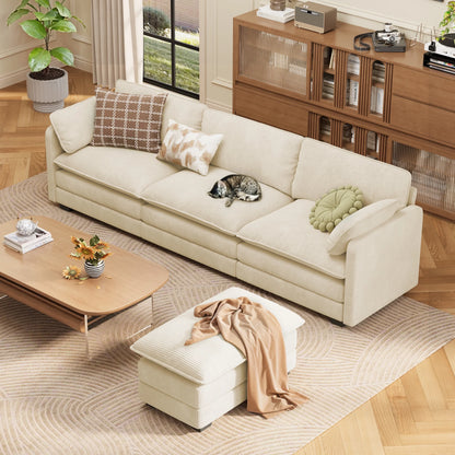 Lofka 110 Modular Sectional Sofa Bed with Double Layer Cushions and Movable Ottoman, Modern Comfy Cloud Couch for Living Room, DIY Combination, Green