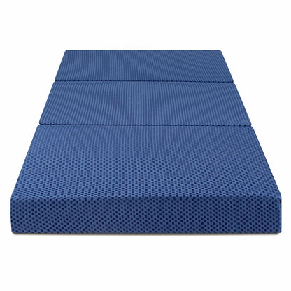 4'' Tri-Fold Memory Foam Mattress, Blue, Twin