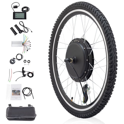 Ktaxon 48V 1000W Electric Bicycle Motor Kit, 26" Front Wheel E-Bike Conversion Kit w/ LCD Display (without Battery)