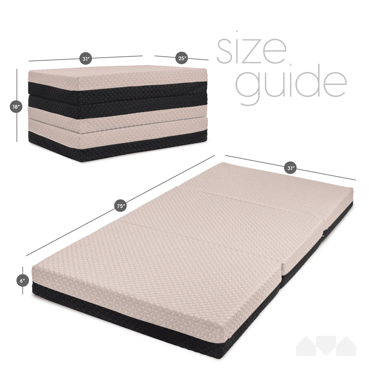 Dual Sided Premium Memory Foam Tri Folding Mattress, Waterproof Washable Cover, Size: Cot 75"x31"x6