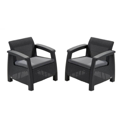 Keter Corfu All Weather Resin 4 Piece Patio Conversation Set, Graphite