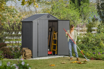 Keter Outdoor Storage Shed, Durable Resin, Compact & Portable, Store-It-Out Darwin, Grey