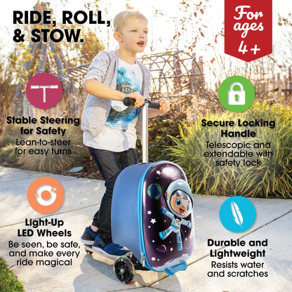 Kiddietotes Kid's Hard Shell Scooter Ride On Suitcase, Pink