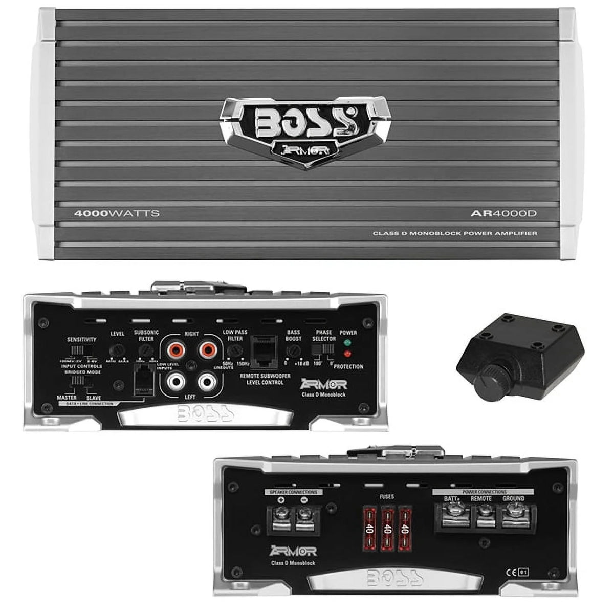 Boss AR4000D Armor 4000W Monoblock Class D Car Audio Amplifier Amp Remote