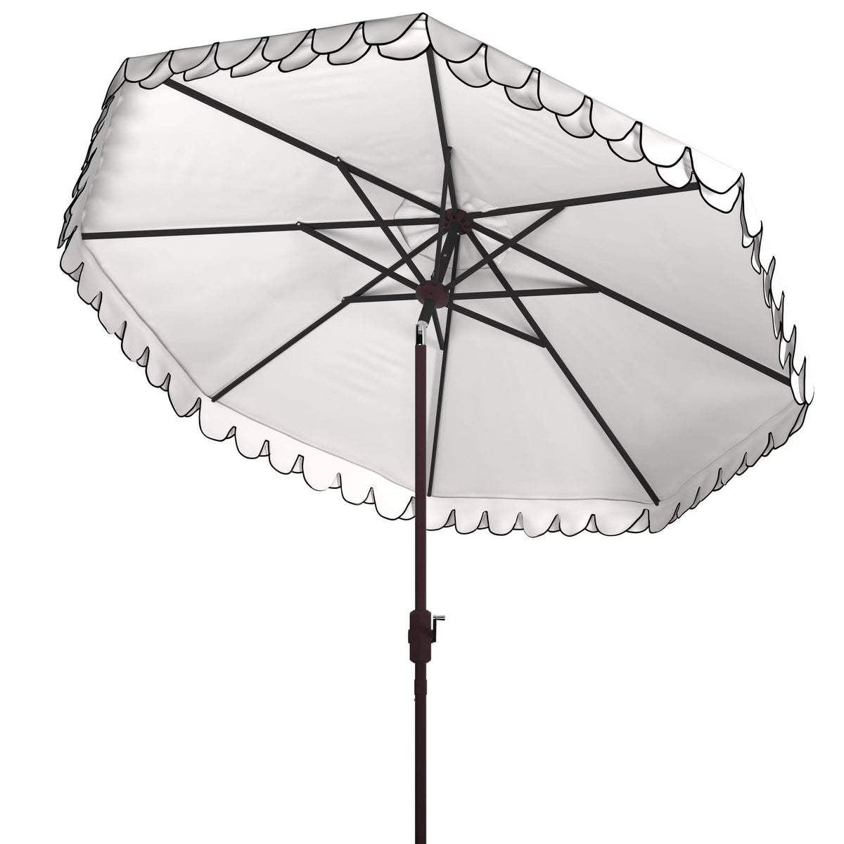 SAFAVIEH Outdoor Collection Elegant Valance 9-Foot Tilt Umbrella Navy / White