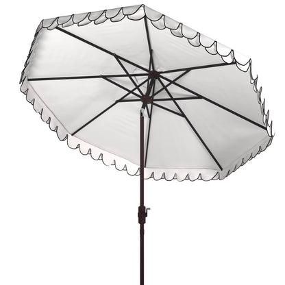 SAFAVIEH Outdoor Collection Elegant Valance 9-Foot Tilt Umbrella Navy / White