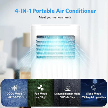 Portable Air Conditioners with cooling/dehumidification/fan/sleep mode,4-IN-1 Portable AC with 24H Timer & Remote Control & Window Kit,8000 BTU