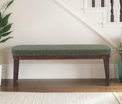 Eleanor Mid-century Upholstered Dining Bench, Entryway Bench with Solid Wood Frame, Beige