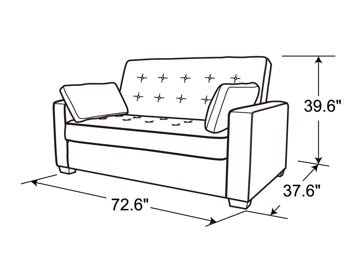Serta Dream Convertibles Monroe Modern Polyester Convertible Queen Sofa Bed with Pillows Grey