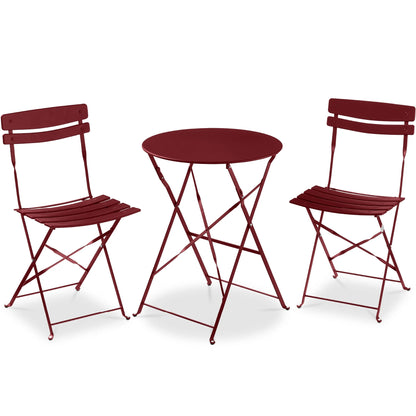 Best Choice Products 3-Piece Small Bistro Set, Folding Patio Furniture Set of 2 Chairs and Table - Black