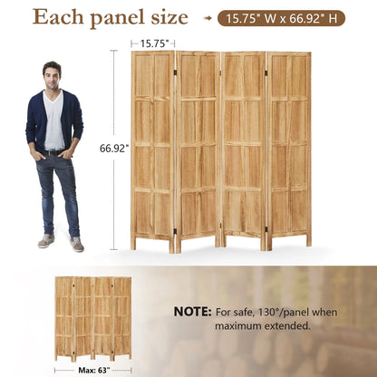Aletheiawu 4 Panel Room Divider Wall and Folding Privacy Screens No Installation Required White