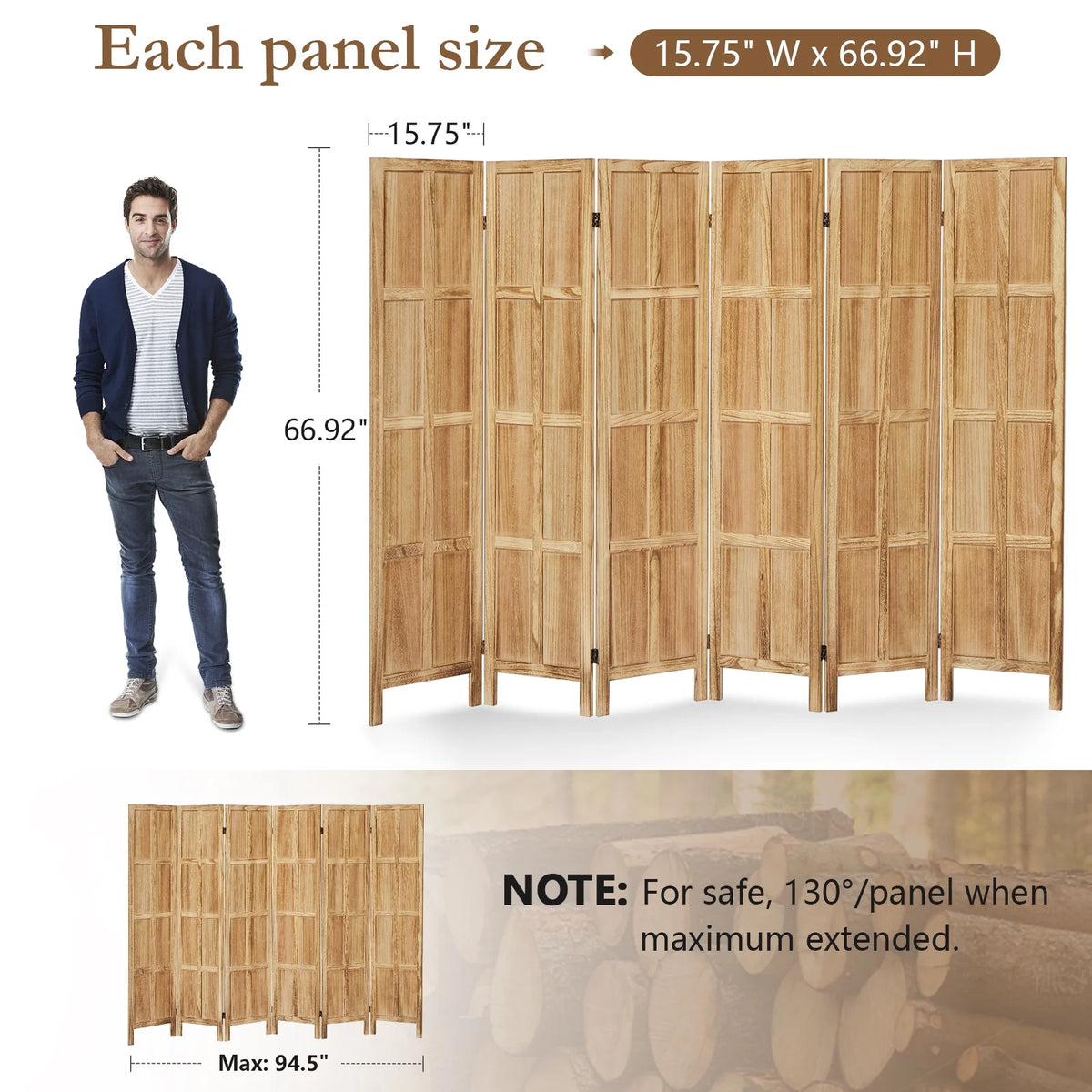 Aletheiawu 4 Panel Room Divider Wall and Folding Privacy Screens No Installation Required White