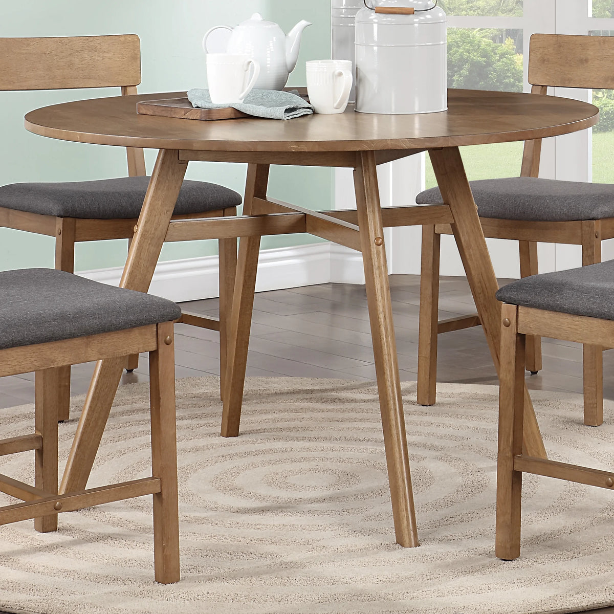Mainstays 44inch Solid Wood Round Dining Table, Walnut