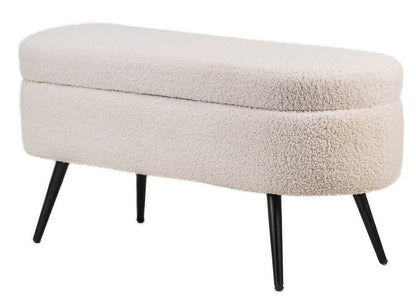 Metal and White Boucle Storage Bench Modern Design Style Entryway