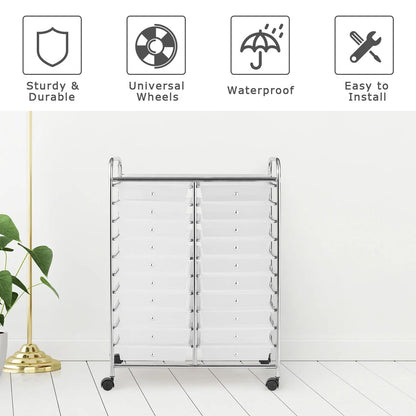 Costway 20 Drawer Rolling Storage Cart Tools Scrapbook Paper Office School Organizer Yellow