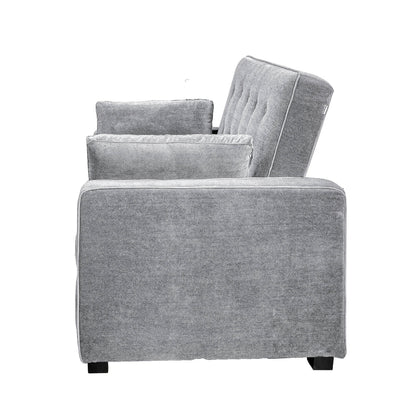 Serta Dream Convertibles Monroe Modern Polyester Convertible Queen Sofa Bed with Pillows Grey