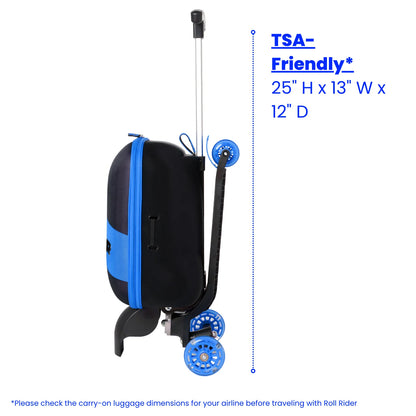 Roll Rider Scooter Carry-On, Bolt Blue- For Kids Ages 3-12