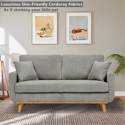Aukfa 68" Small Sofa Couch Comfy Mid Century Modern Loveseat Sofa for Living Room Bedroom, Cream