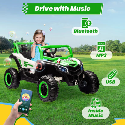 Joyracer 4WD 24 Volt Ride on Toys, 2 Seater Power Car wheels UTV with 800W Motors, Remote Control, Bluetooth Music, Spring Suspension, LED Light, Pink