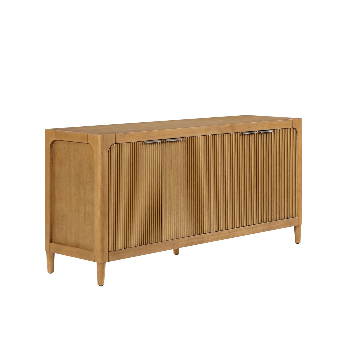 My Texas House Linden Fluted Buffet Cabinet Sideboard with Adjustable Shelves, Warm Brown