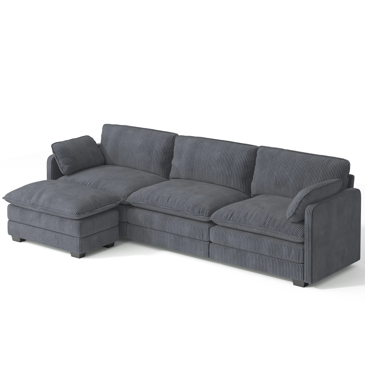 Lofka 110 Modular Sectional Sofa Bed with Double Layer Cushions and Movable Ottoman, Modern Comfy Cloud Couch for Living Room, DIY Combination, Green