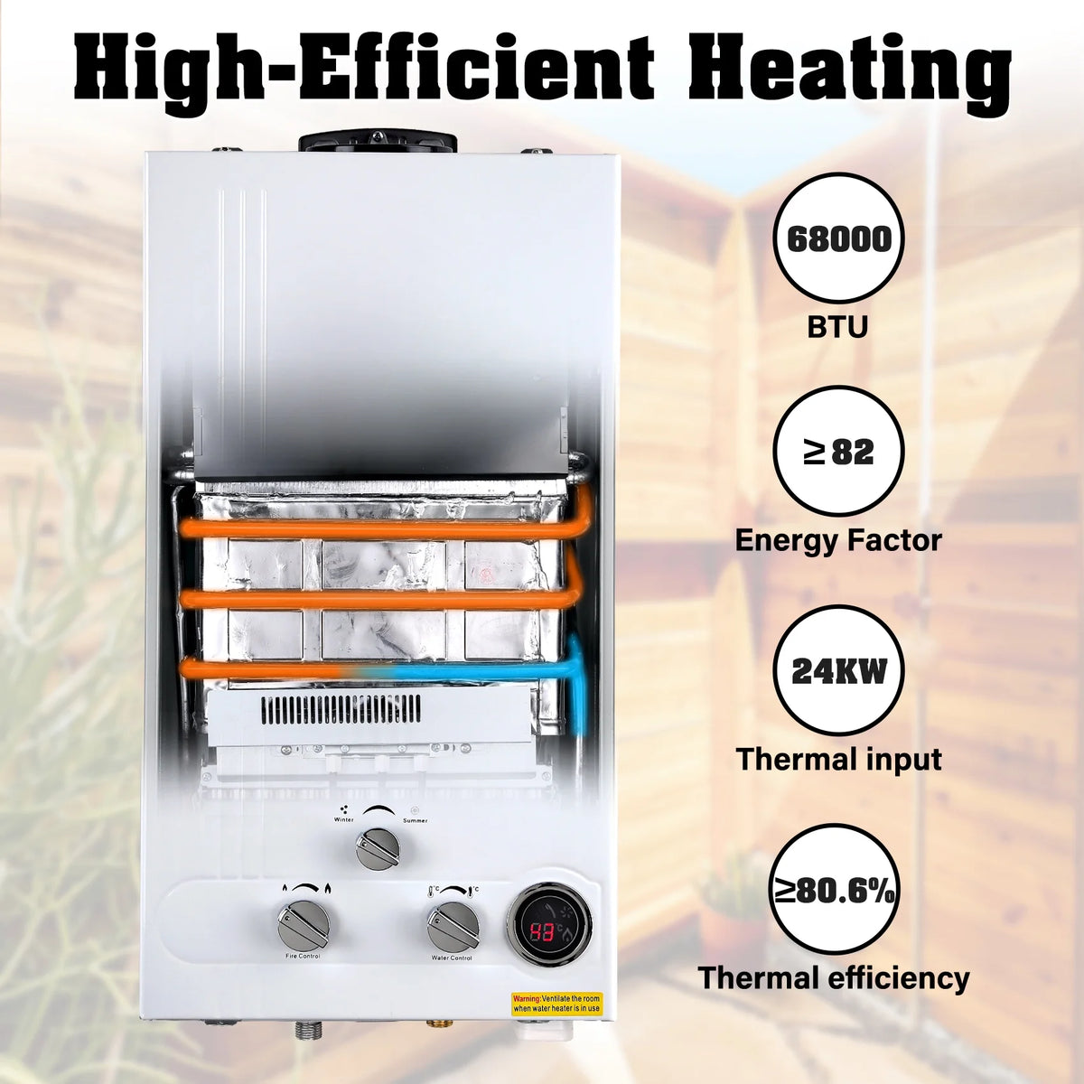 TCFUNDY 4.8 GPM 18L Tankless Water Heater LPG Liquid Propane Gas Instant Hot Boiler with Digital Display
