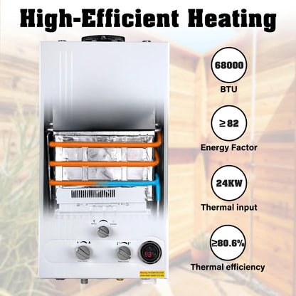 TCFUNDY 4.8 GPM 18L Tankless Water Heater LPG Liquid Propane Gas Instant Hot Boiler with Digital Display
