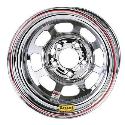 Bassett 15 x 8 IMCA Racing Chrome Wheel D-Hole 5 on 4.75, 4 Offset